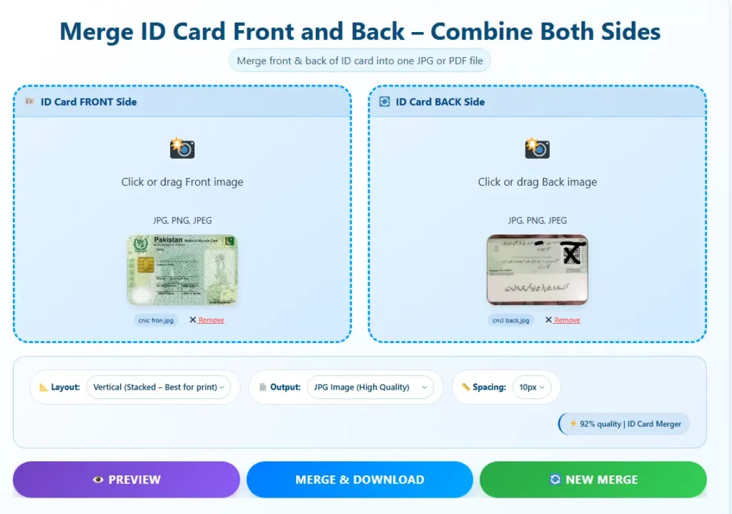 Merge ID Card Front and Back